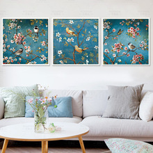 批量批发一件代发十字绣客厅画线绣新款鸟语花香卧室三联小幅满绣