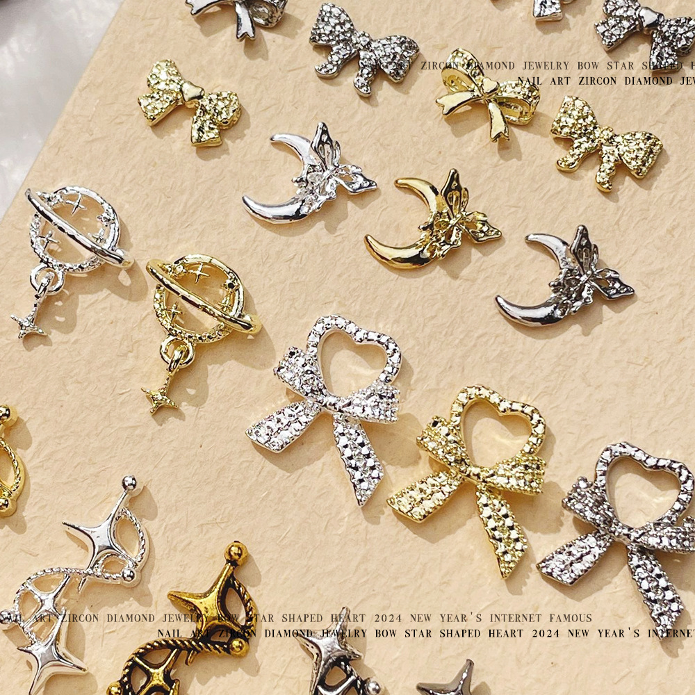 retro nail decoration with bow