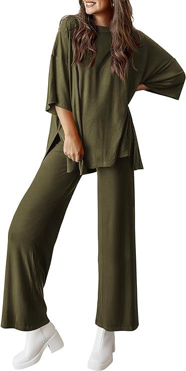 618g Weight Half Sleeve Sleeve Length Spandex, Polyester Fabric Type Pant Co-ord Set Sets Type 2 Pieces Set Quantity Daily Occasion Round Neck Neckline Loose Fit Type Solid Color Pattern Summer, Spring Season Women's Gender Casual Style Daily Women's Casual Solid Color Spandex Polyester Pant Co-ord Set Pants Sets 无