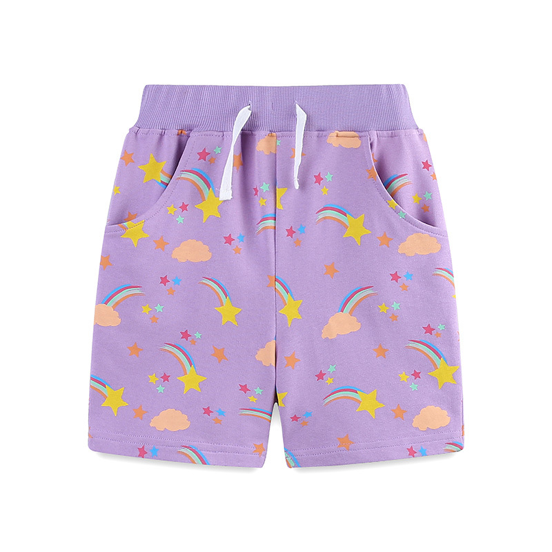 Verano nuevo traje para niños estilo europeo y americano moda niña traje de manga corta de algodón de punto traje de pantalones para niños cabello de una pieza