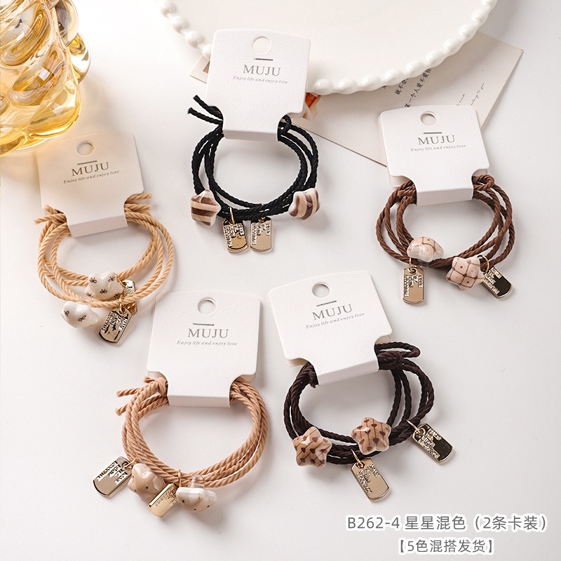 [Carga de tarjeta] sensación de alto nivel coreano de cabello de código de barras de moda de alta elasticidad de cabello anillo de cabello correa de cola de caballo