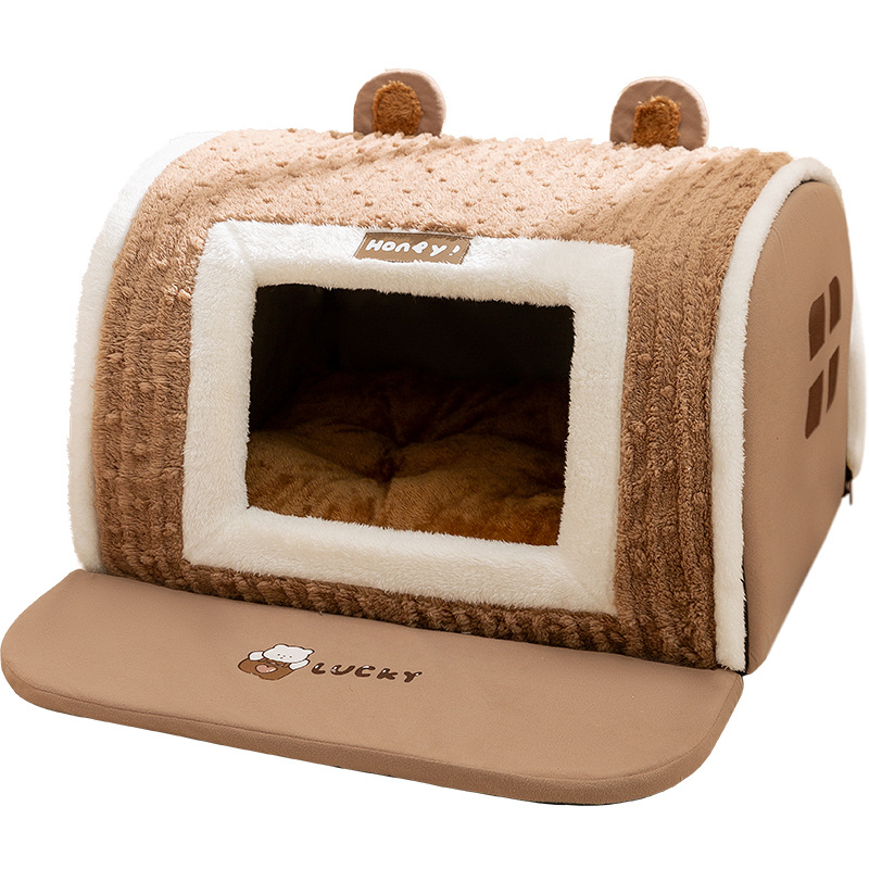 Otoño y invierno marrón estereoscópico oso orejas arco casa perros y gatos calientes perros y gatos, perros y gatos, perros y gatos, perros y gatos