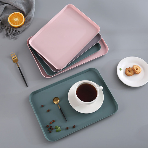 ins Nordic style plastic tray, hotel tableware, rectangular bread plate, fast food tray, canteen plate