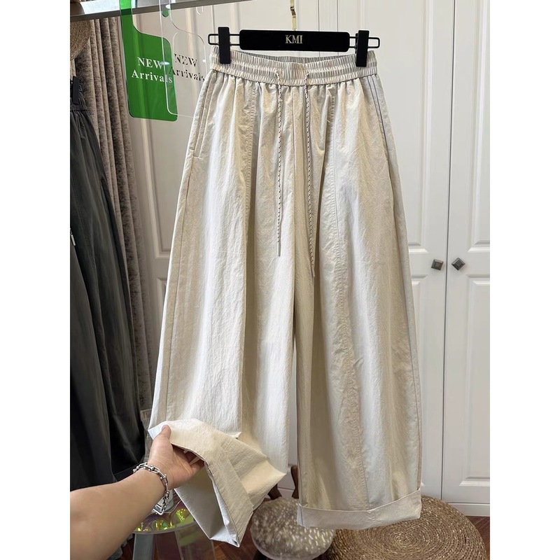 Outlet~Spring and Autumn Large Size Wide Leg Pants for Women with Pear Shape and Small Figures High Waist Loose Casual Pants