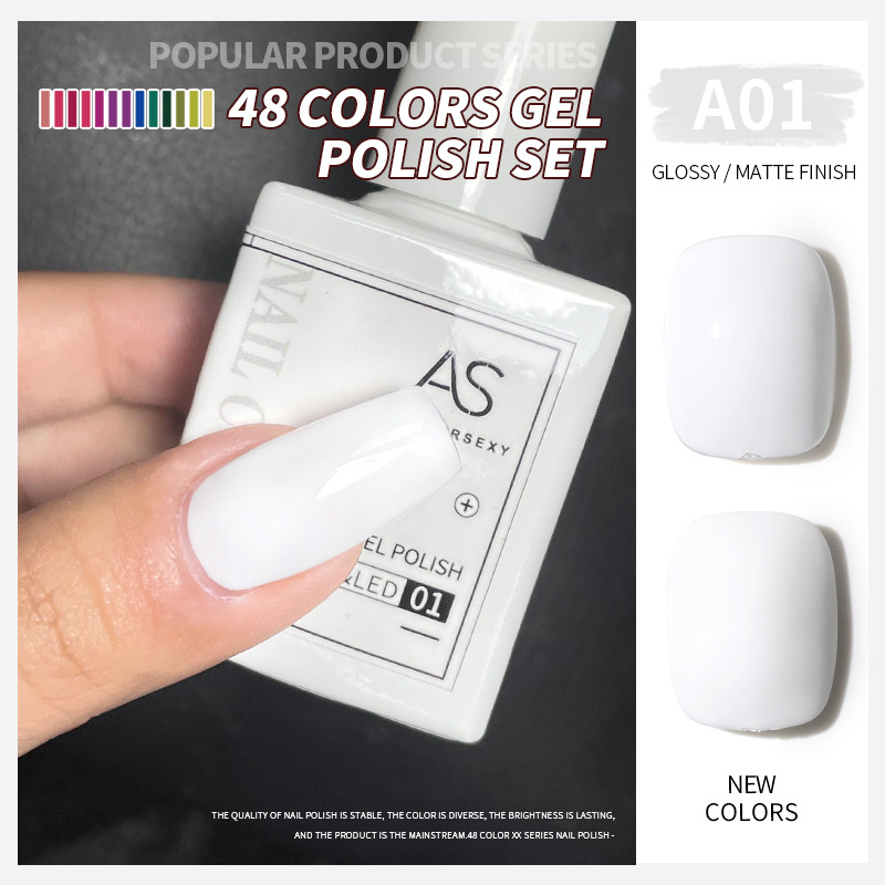 Una botella de pegamento de esmalte de uñas de un color 2022 nuevo verano popular 48-color Pequeño conjunto para el salón de uñas traje completo