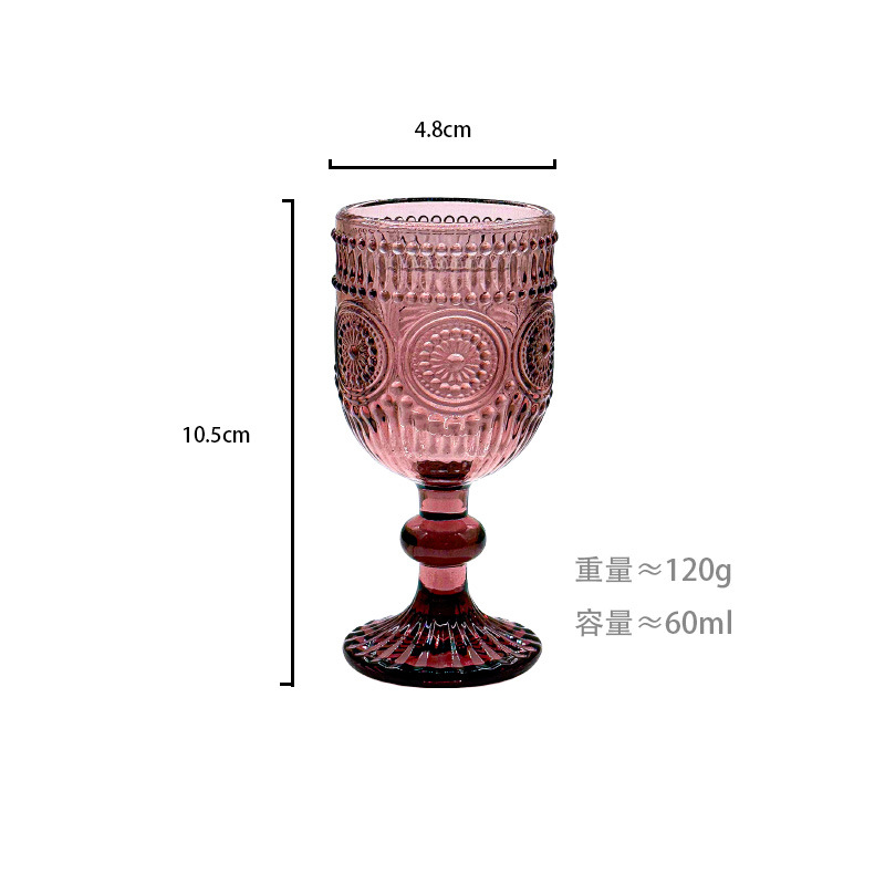 Gran por mayor transfronterizo vintage relieve tazas de vino de vidrio de colores tazas de vino de boda una taza de vino grueso una taza o dos tazas image 20