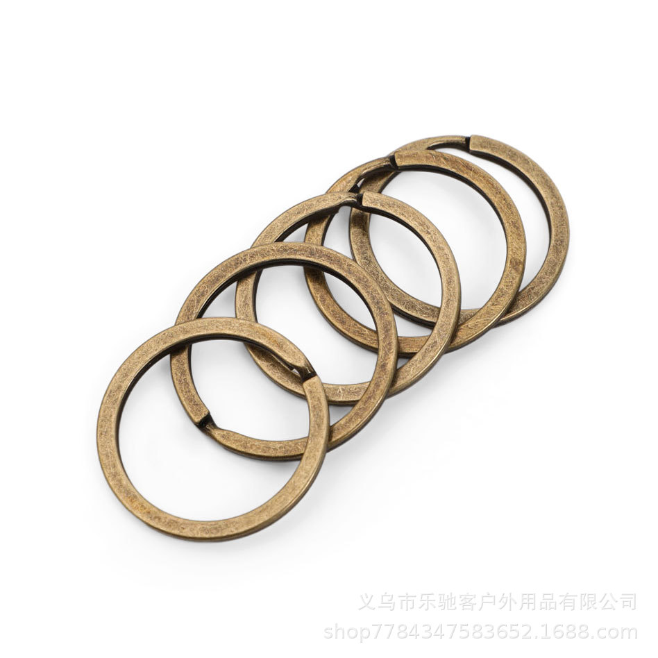 25mm30mm Bronze Color Imitation Copper Old Flat Key Ring Keychain Jewelry Toy Luggage Hanging Ring Accessories