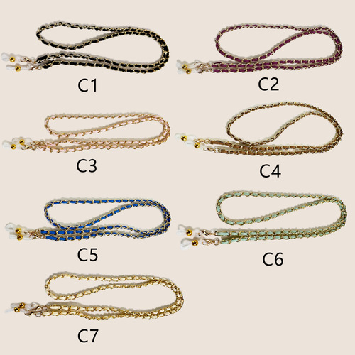 Cross-border Western and European Popular Vintage Style 5mm Fine Aluminum Chain Woven Leather Mask Lanyard Eyeglass String Eyeglass Chain