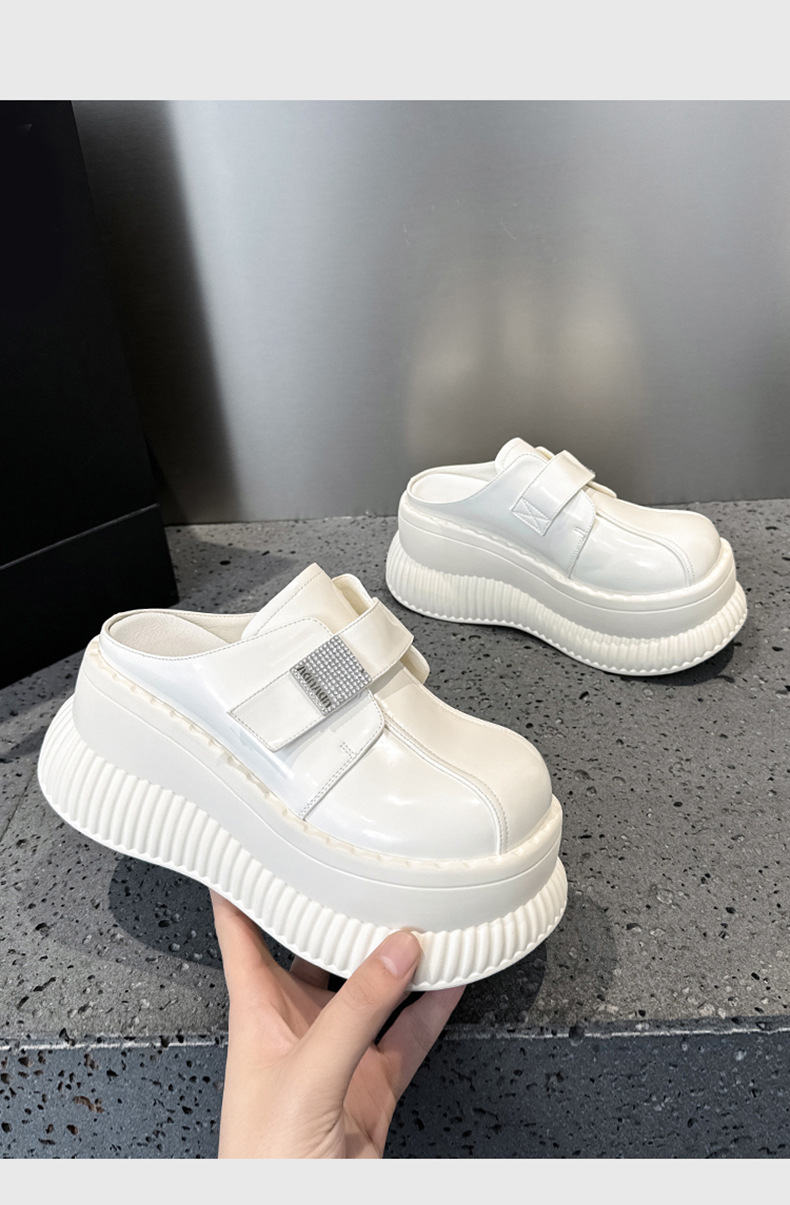 Dikke zolen sandalen dames in de zomer van 2024, nieuwe stijl met sponscake dragen buiten halve teen voor het vergroten_voghion.com