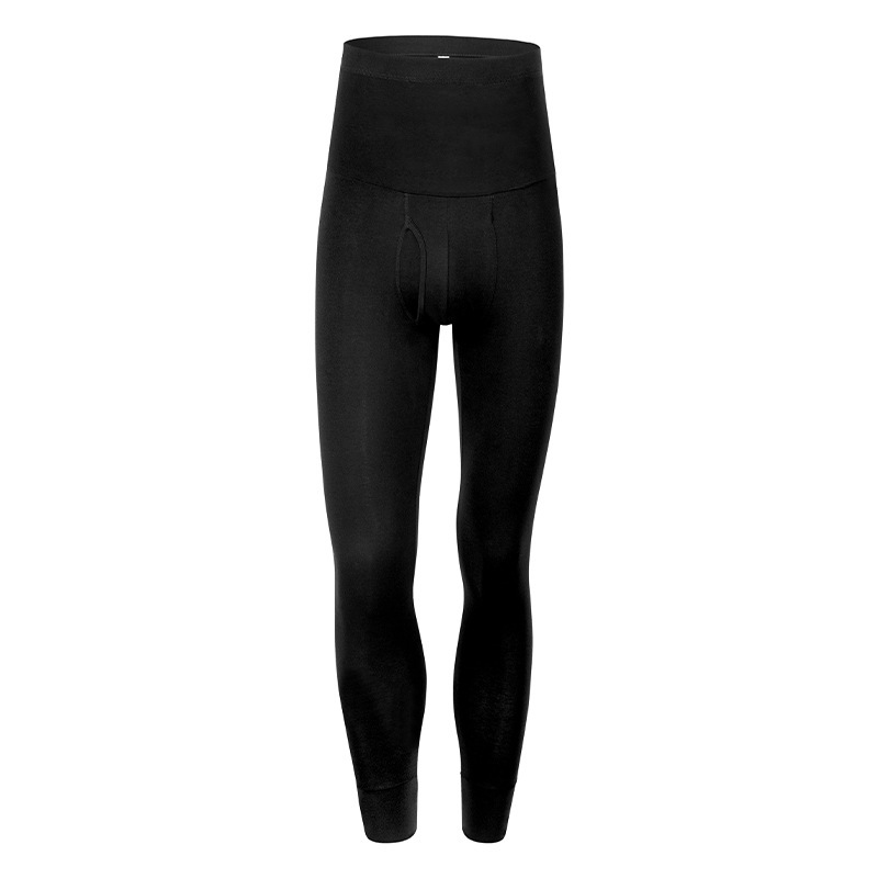 メンズハイウエスト秋用パンツ、純綿、プラスサイズ、二重層ウエスト保護、腹部コントロール、保温パンツ、伸縮性ウエスト、高弾性|undefined