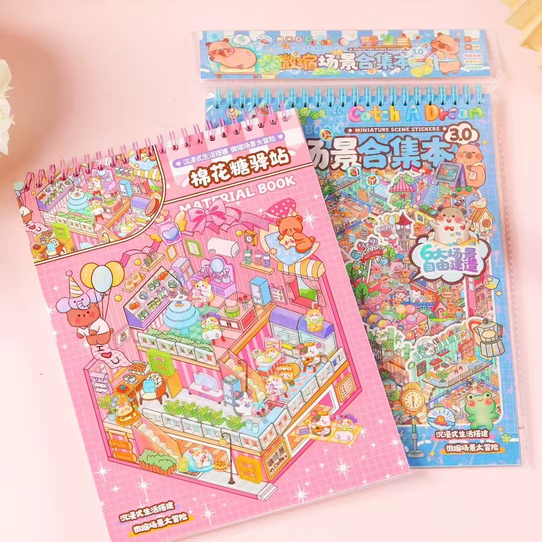 Colección de pegatinas de escena en miniatura Este regalo de pegatinas para niños recompensa hecho a mano bricolaje pegatinas de paisajismo 3D