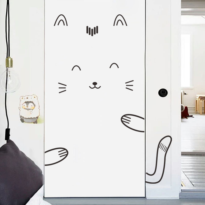 cartoon expression door cabinet bedroom  wall stickerspicture4