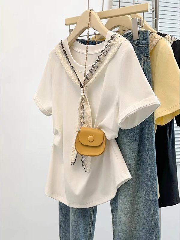 Áo thun nữ tay ngắn cổ tròn size lớn form rộng — màu đen