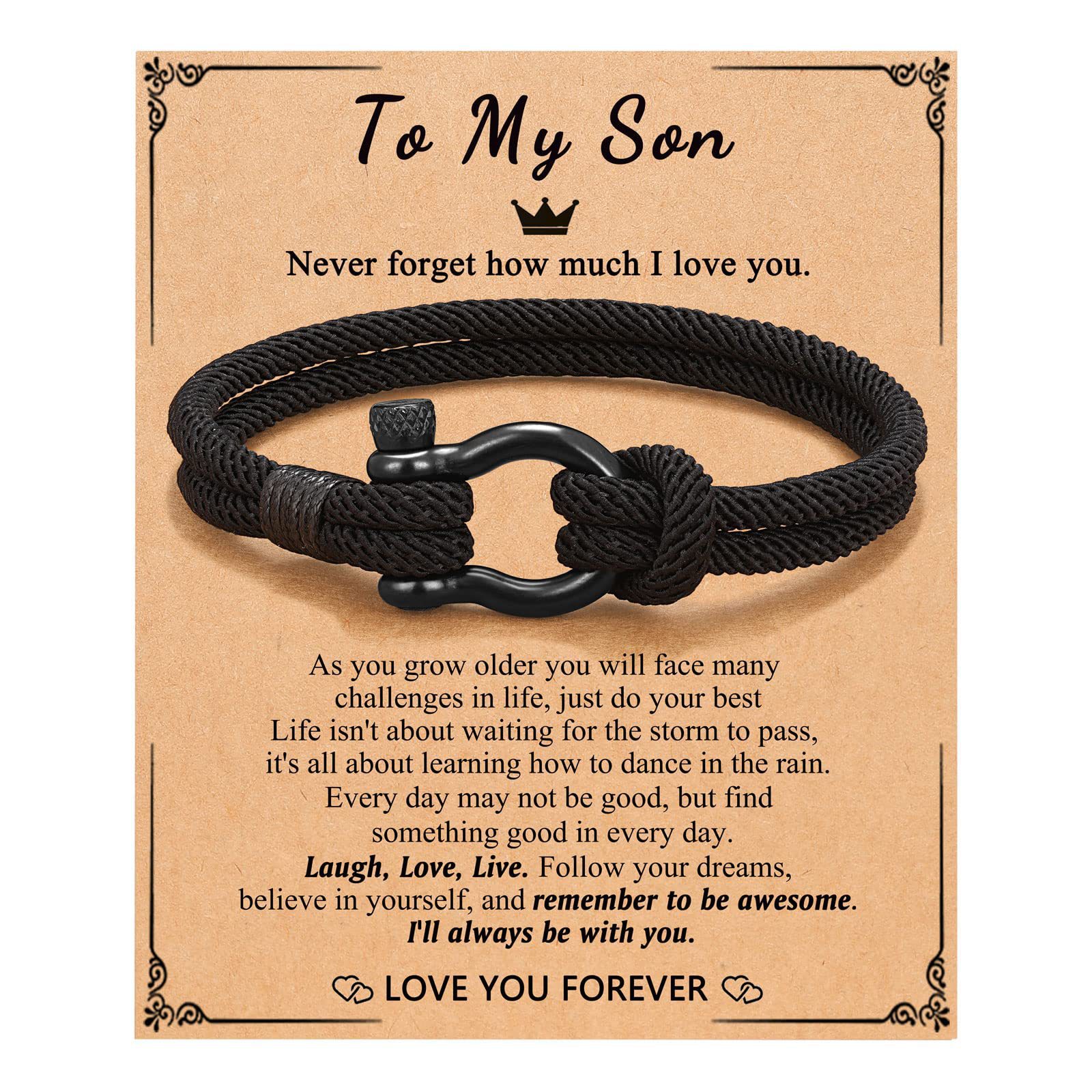 Popular Amazon Milán cuerda tejida a mano pulsera a mi hijo nieto de acero inoxidable hebilla de herradura mano