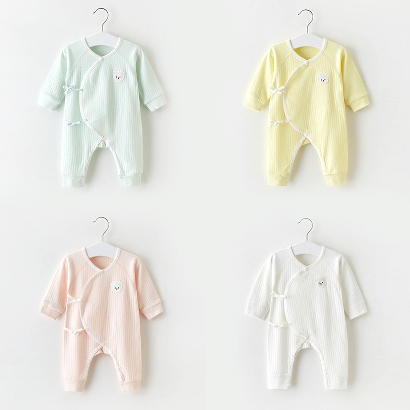 Ropa de bebé recién nacido para primavera y otoño, pelele estilo monje de algodón puro, capa base fina para 0-3 meses, mono para bebé recién nacido.