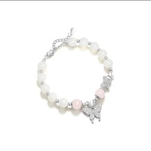 果泡 镶钻蝴蝶手链菩提粉晶甜美森系梦幻蝴蝶小众可调节手链