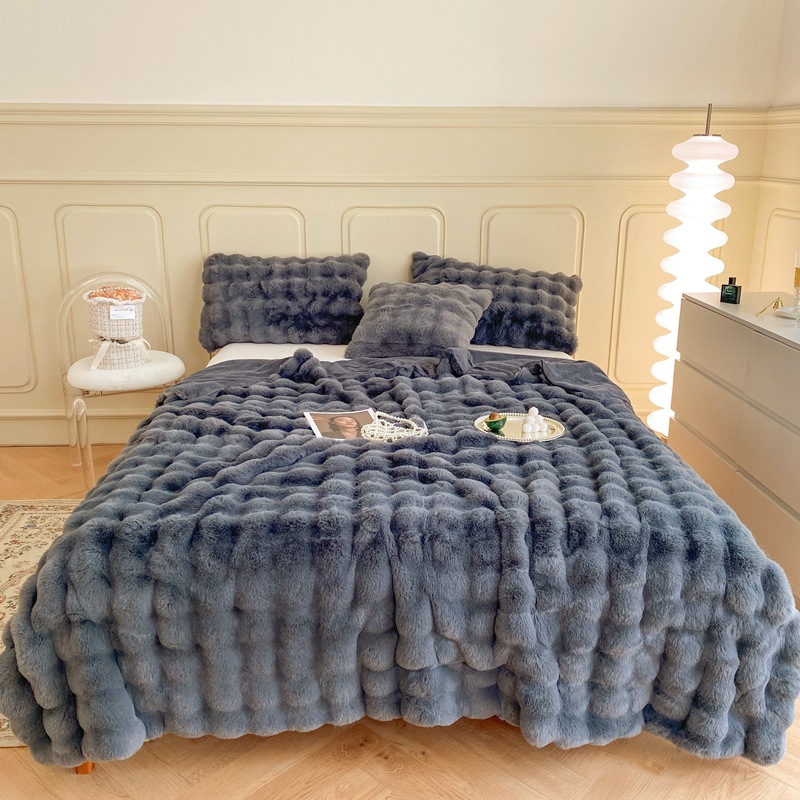 2023 nuevo conejo manta de felpa invierno engrosada coral manta de lana Oficina sola siesta manta sofá