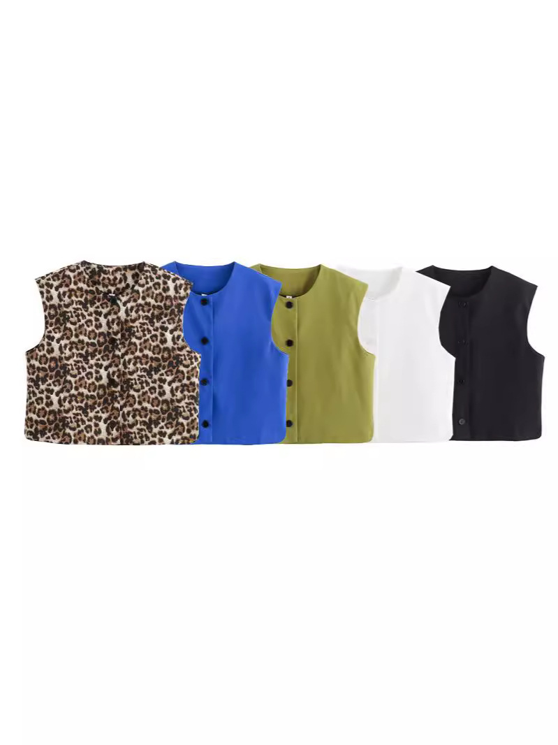 Cross-border Women's 2024 Autumn and Winter New European and American Fashion Casual Round Neck Single-breasted Vest Vest Jacket Women's Jacket