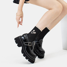 2024新款秋英伦风乐福鞋【李小璐同款】皮带搭扣厚底真皮小皮鞋女