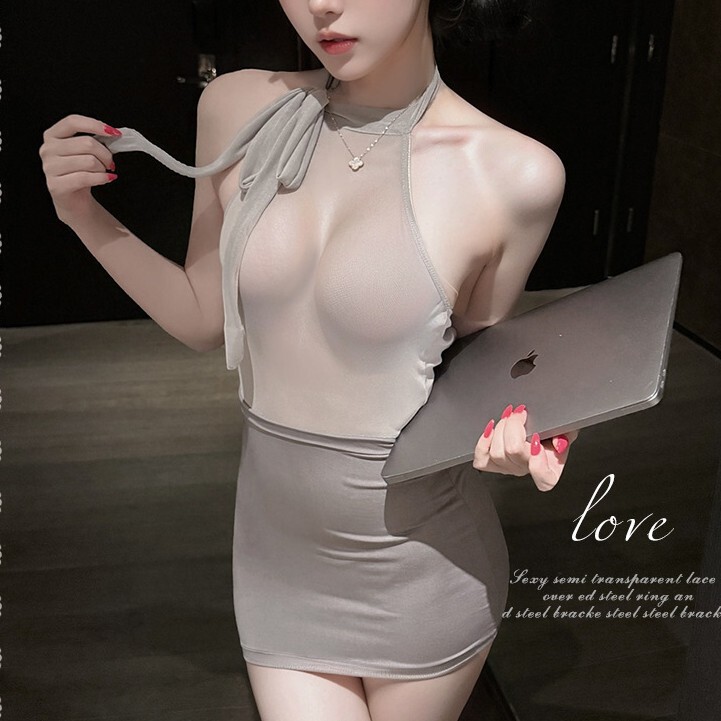 Sexy Halter-Neck Tie-Up Ol Professional Secretary Uniform, Bodycon Outfit, Seductive See-Through Backless Tight Secretary Set Sexy Halter-Neck Tie-Up Ol Professional Secretary Uniform, Bodycon Outfit, Seductive See-Through Backless Tight Secretary Set