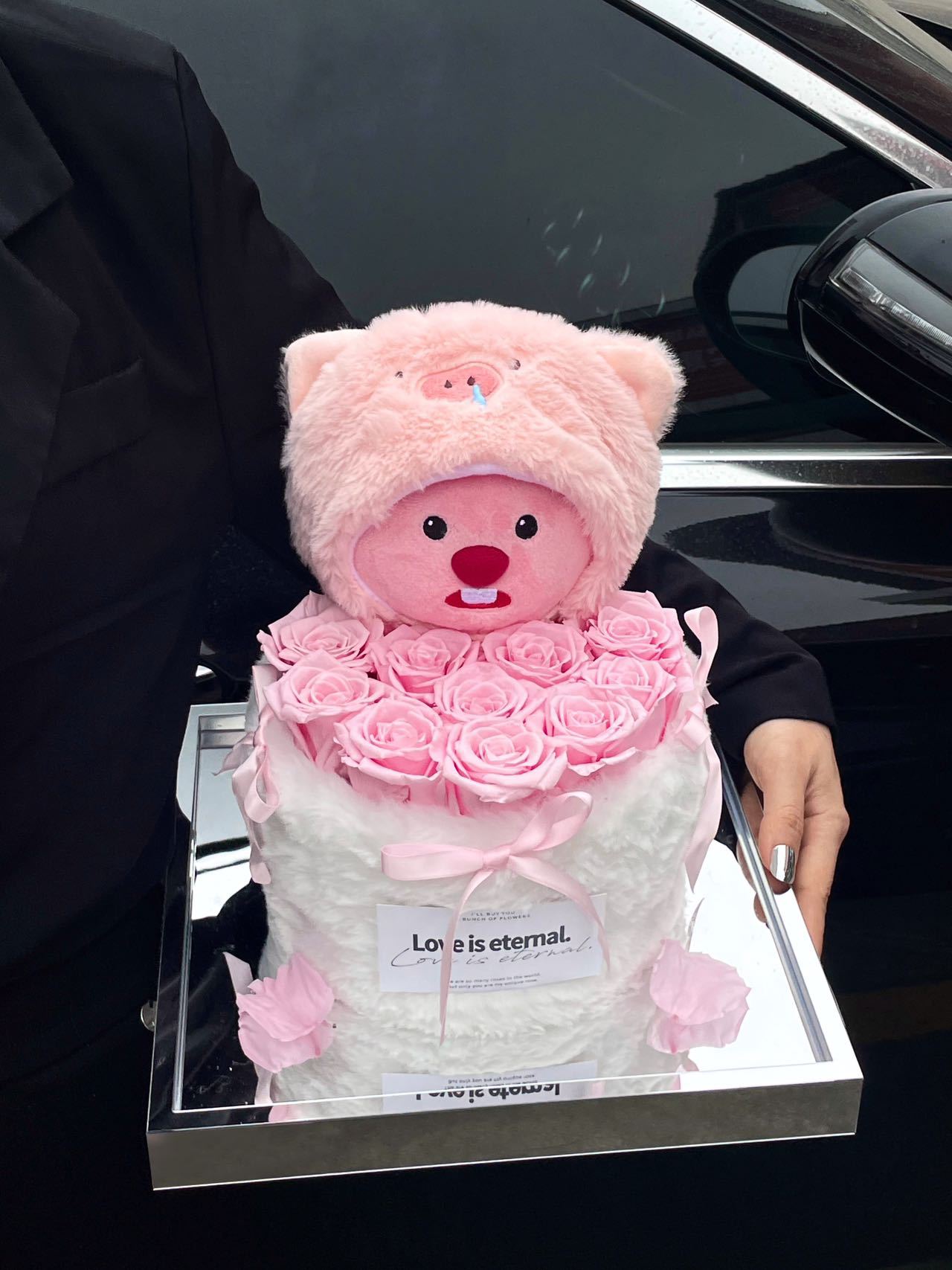 체리 가루 양동이를 들고 작은 비버 27*27*27