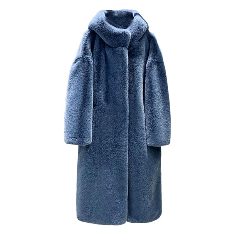 2023 осень-зима новый корейский стиль имитация норки флисовый мех утолщенная свободная плюшевая шапка длинное пальто для женщин