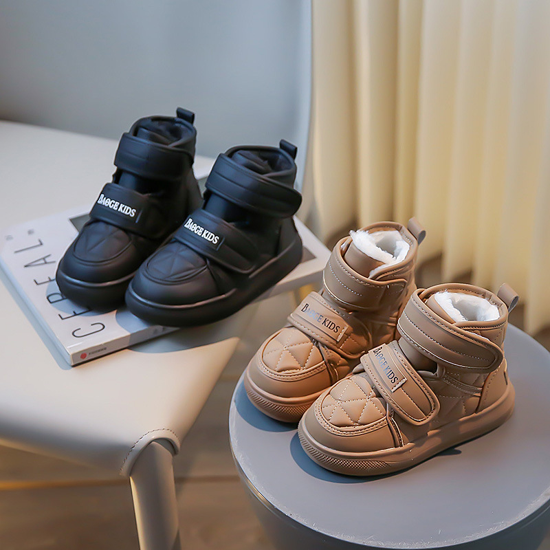 Scarponi da neve per bambini, scarpe in morbido cotone isolante, scarponi invernali medi e grandi per bambini, pane in velcro_voghion.com