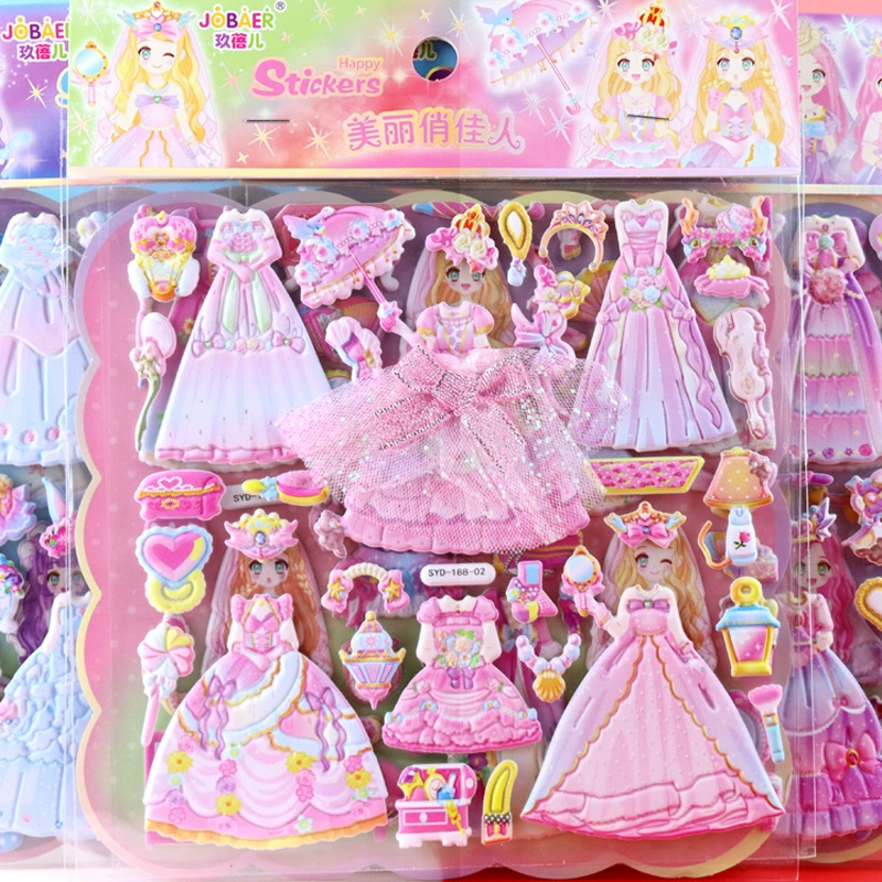 Frozen Princess Sofia с наклейками детское мультяшное объемное платье с Марлей Платье двухслойное платье из пенопласта наклейки