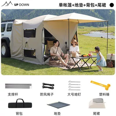 Frame, Sun Protection and Windproof — Avtomobil dam çadırları - single-tentfloor-matcanopytail-skirt-three-layers-of-thickening600d-oxford-clothextra-thick-silver-coating