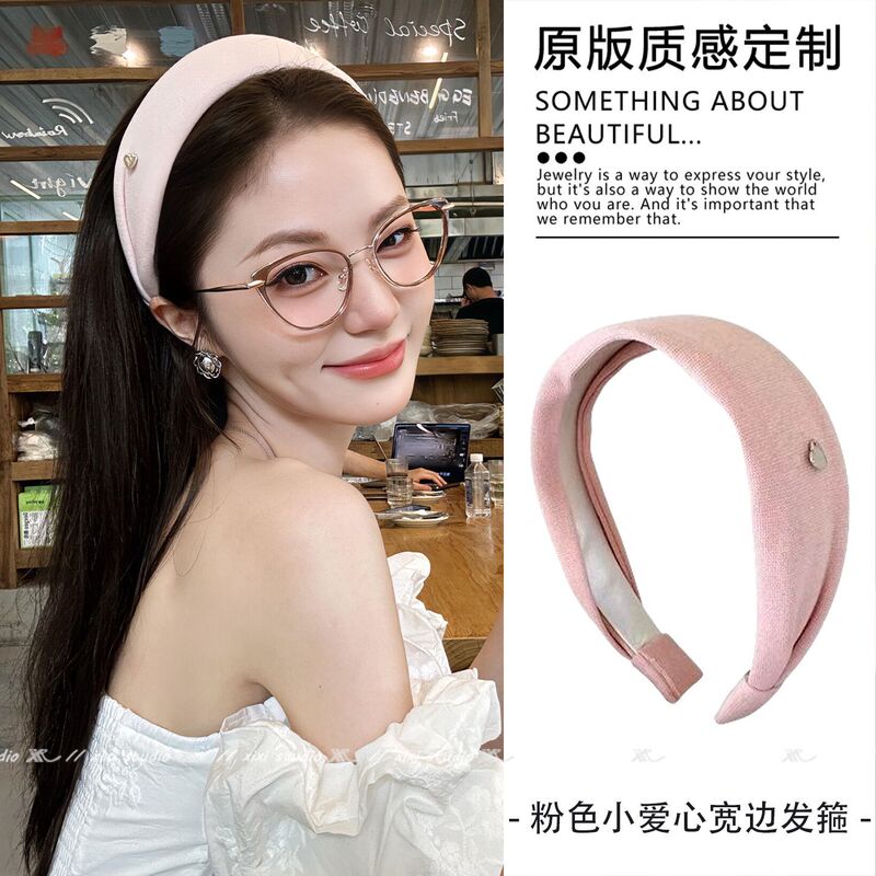 温雅少女！银标爱心宽边发箍女日常外戴气质头箍氛围感高颅顶发饰|undefined