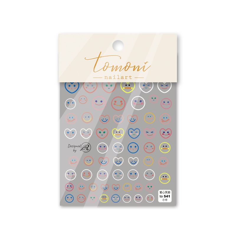 Japonés tomoni pegatinas Smiley cara amor alivio hueco 5D manicura adhesivo uñas pegatinas dibujos animados lindo pequeño patrón