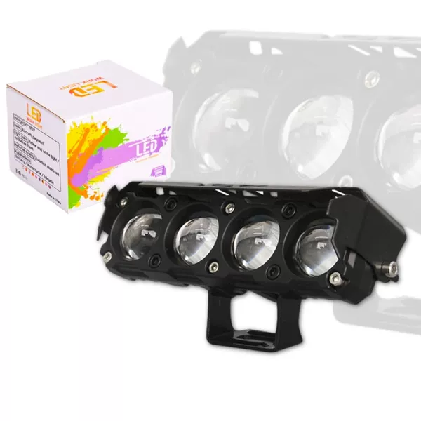 Cross-border Four-eye Motorcycle LED Spotlight High-bright Front Car Light Modified Headlight Electric Vehicle Small Steel Cannon Spotlight