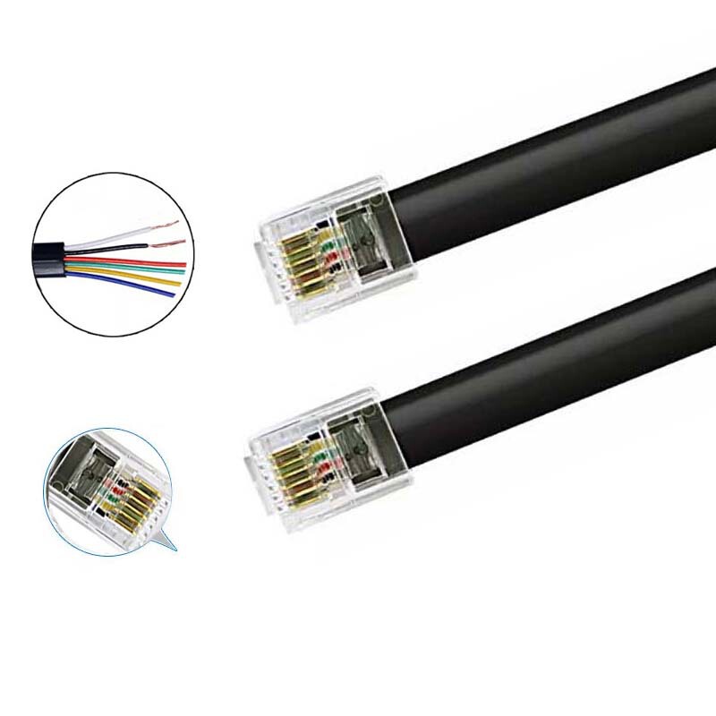 In-Stock 20251 Flat Six-Core Telephone Cable 6P6C Pure Copper Rj11 with Crystal Head Cable 28Awg Network Cable 1m