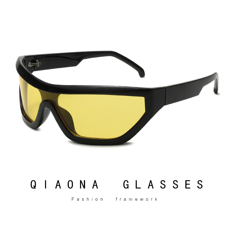 2025 European and American Futuristic Tech Street Style Concave Shape Bv Special-Shaped Sunglasses with Integrated Lenses Fashionable Unisex Sunglasses