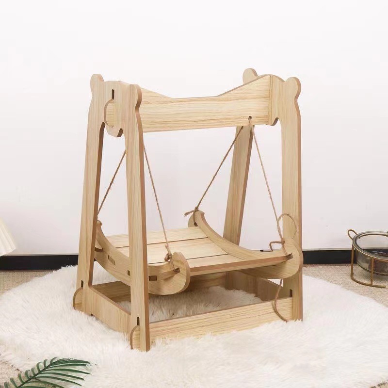 Jaula de madera para gatos, hamaca colgante, nido para gatos, columpio para mascotas, cama para gatos, cama mecedora extraíble de madera maciza, nido para gatos de madera maciza