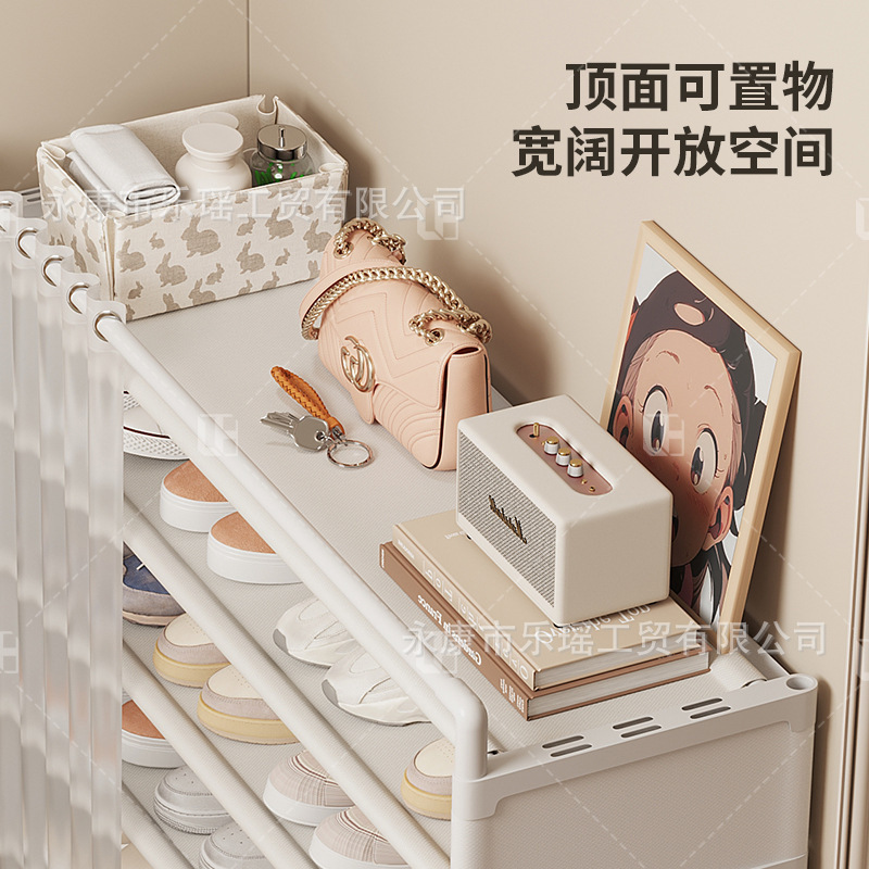 シンプルなシューズラック、玄関ドア、家庭用屋内、見栄えの良い多層シューズキャビネット、ドア付き、防塵、寮、小型、スペースをとらない|undefined