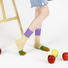 原创街头潮袜学生防滑吸汗透气防臭女生袜子中筒卡通刺绣短袜批发