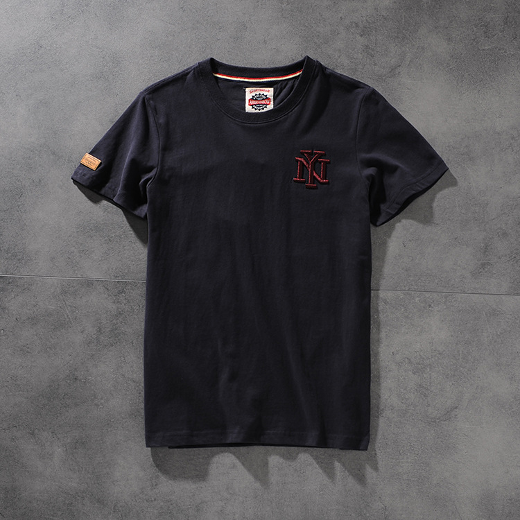 Air-rainbow American minimalist embroidered letter men's round-necked short-sleeved T-shirt youth half-sleeve AR808 29