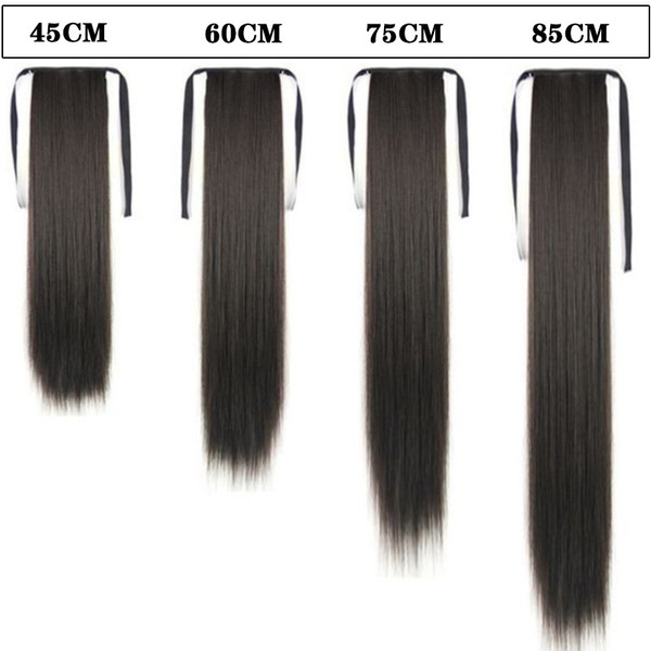 Strap-style wig ponytail female long straight hair braid fake…