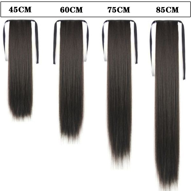 ストレートドローストリングポニーテールウィッグ、ロングストレートヘアの女性用ストラップ式ウィッグポニーテール|undefined