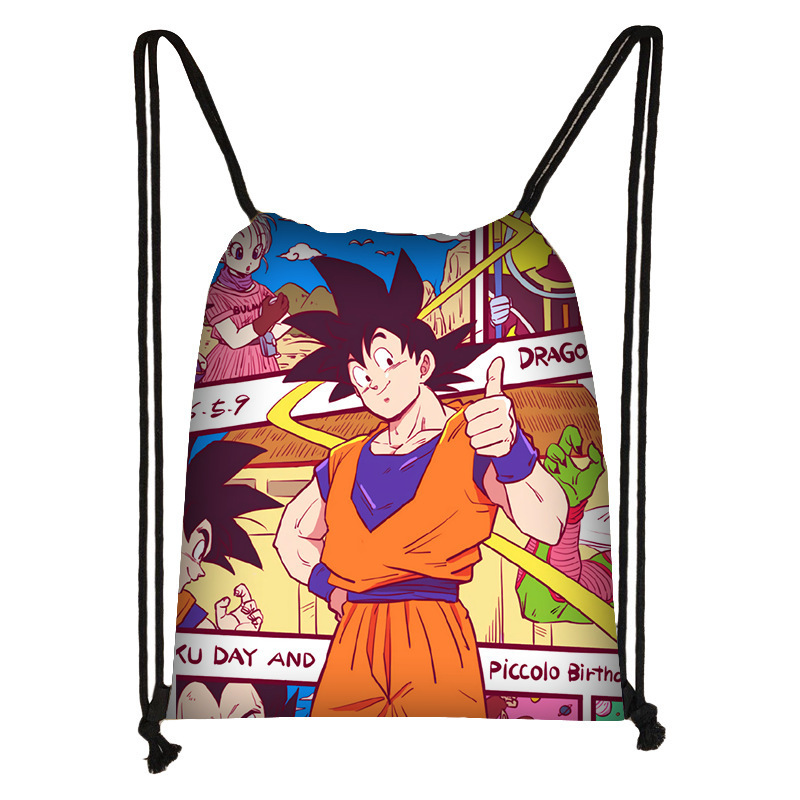 夏季新款七龙珠束口袋卡通男生手提长方形大号黑色抽拉绳制品批发