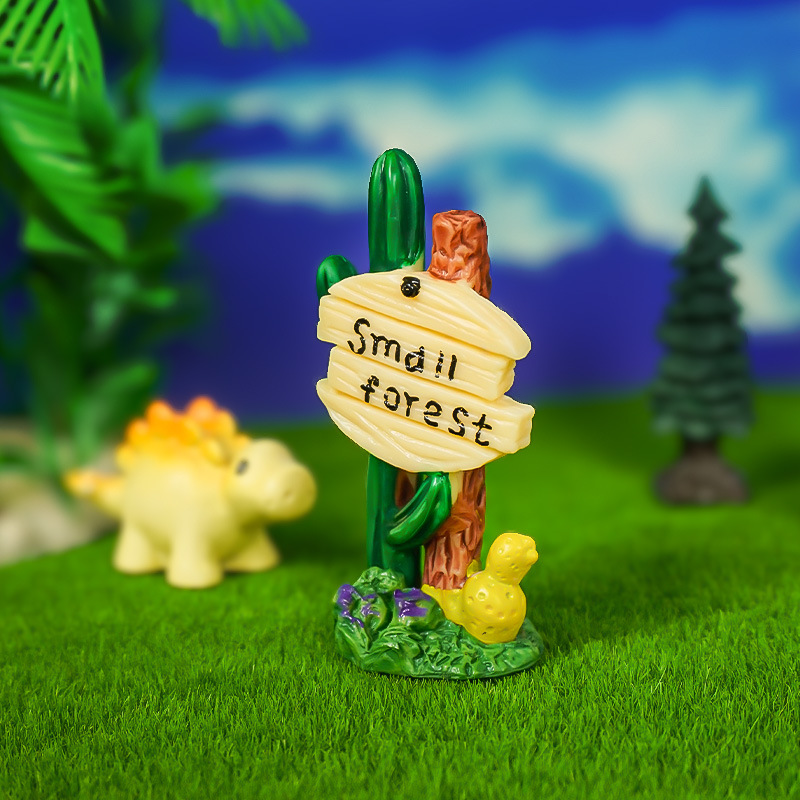 Adornos de paisaje suculentas cactus letrero de la calle musgo micro paisaje artesanía de pvc decoración pequeña material de bricolaje
