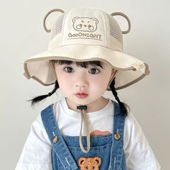 ベビー帽子夏薄い日焼け防止漁師帽子男の子と女の子のためのメッシュ通気性つば広かわいい日よけ帽子