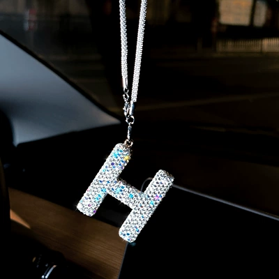 Car hanging: Rearview Mirror Decoration, Car Interior - pendant-diamond-letter-h