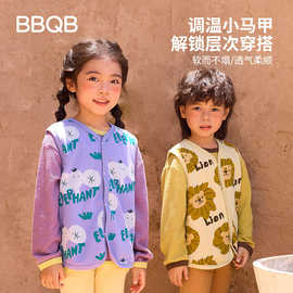minizone儿童马甲秋季新款男女童背心外套保暖宝宝开衫坎肩