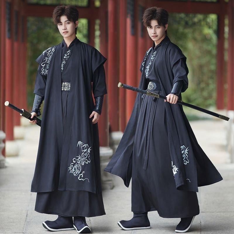Scissors Stone's new original Hanfu for men and women, Song Dynasty style, Changgan Temple, everyday embroidery, domineering student Hanfu men's set.