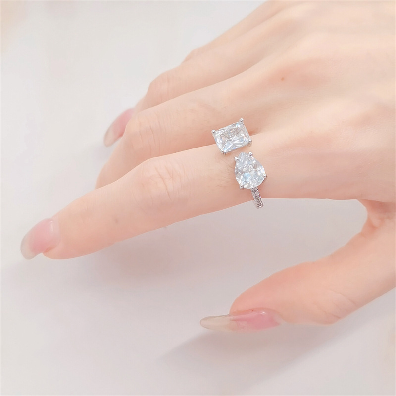 1 Piece Simple Style Asymmetrical Artificial Gemstones Plating Womenu0027S Open Ring