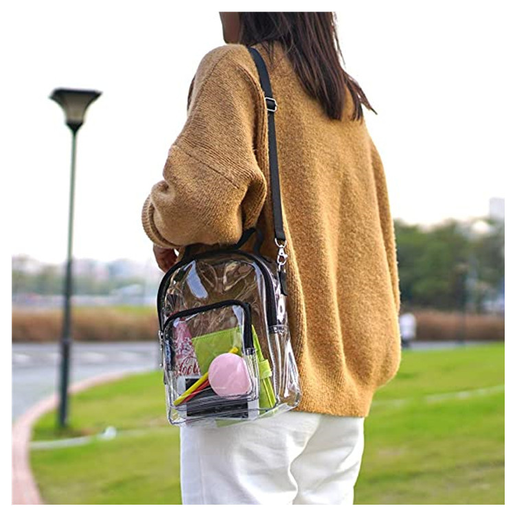 Shopping Occasion PVC Material Women's Pvc Solid Color Streetwear Transparent Square Zipper Crossbody Bag