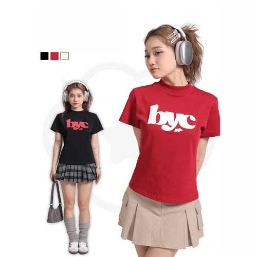 Foam Print Regular Fit Short Sleeve T-Shirt for Women 2025 Summer Stylish Round Neck Student Top Women's Fashion