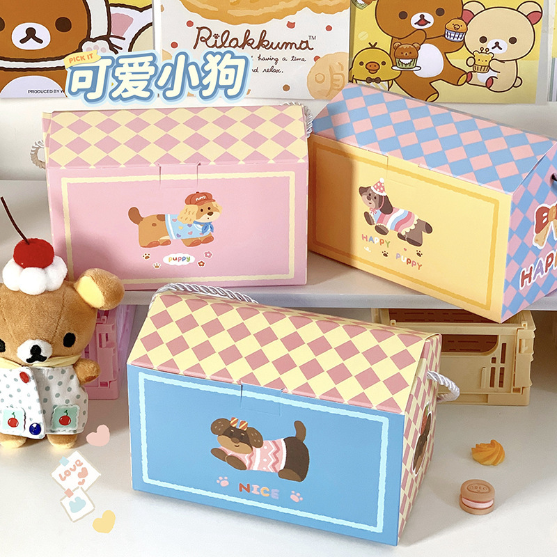 かわいい子犬の手提げ箱空箱漫画ギフトボックスキャンディー司康焙煎クッキーギフトボックス手提げ|undefined